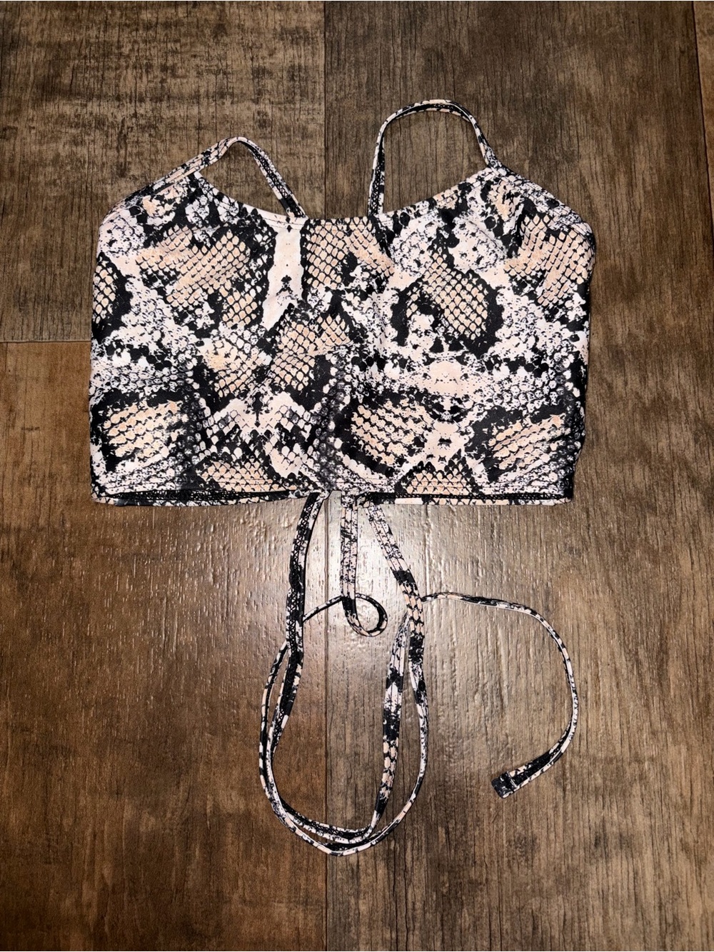 SHEIN Snake Print Tankini Cropped Swim Top Size Small